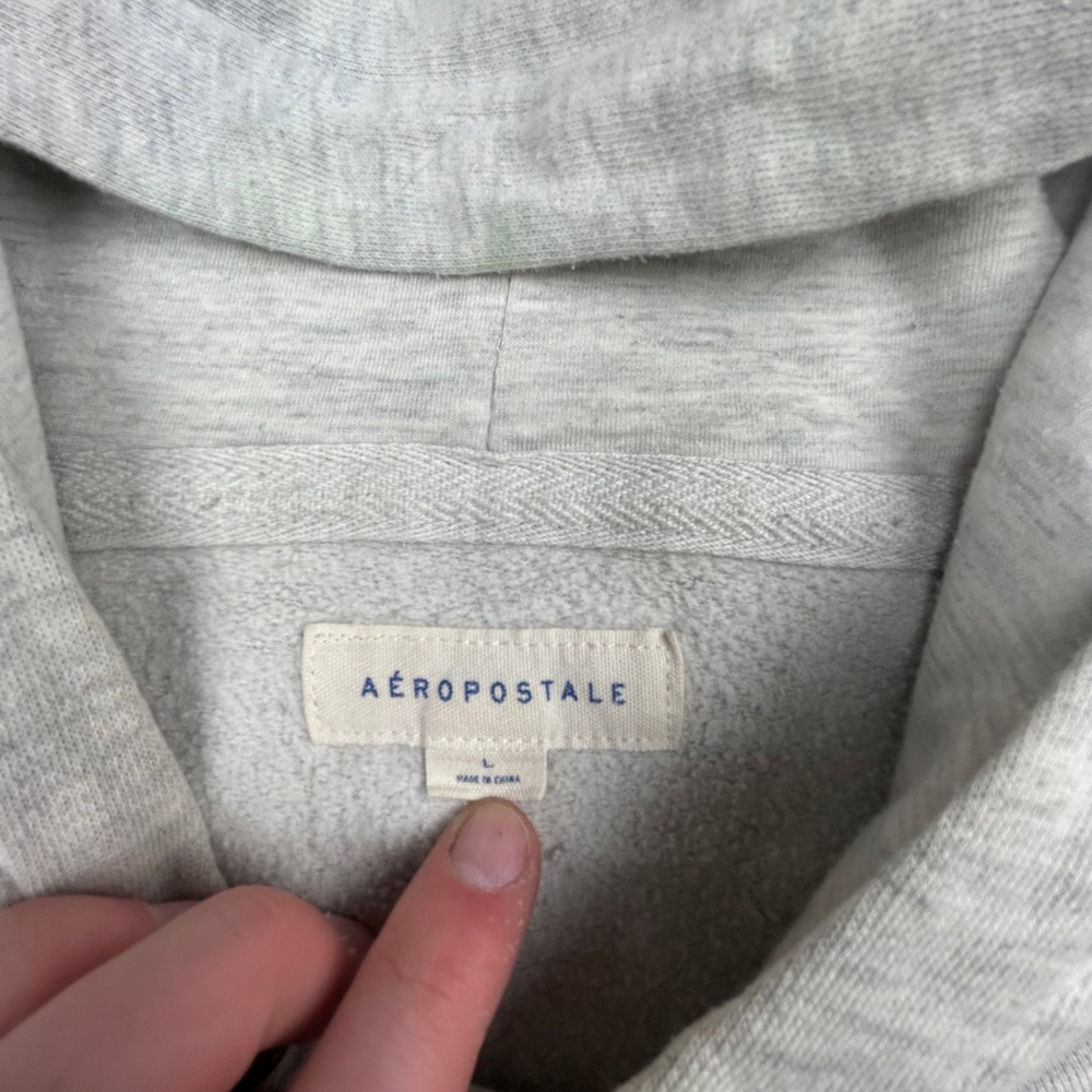 Vintage Aeropostale 87 New York Hoodie Mens Large Heather Gray Y2K Skater Boxy - Picture 3 of 7